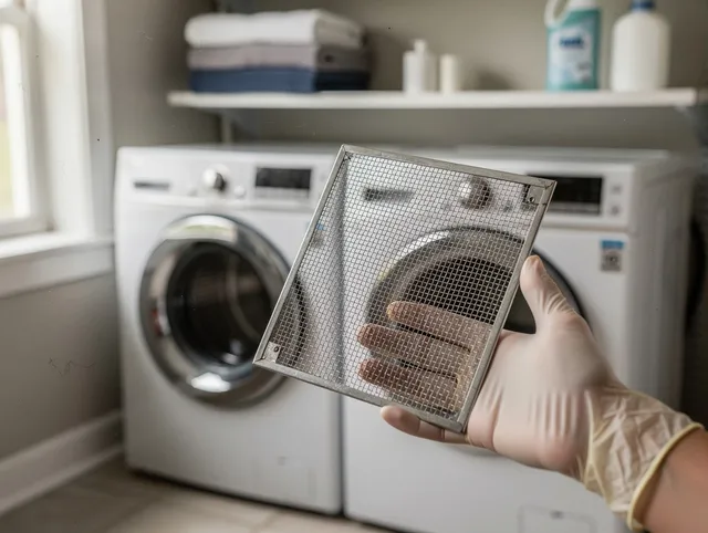 Fairhaven Dryer Vent Cleaning specialist performing detailed lint trap cleaning service in Fairhaven
