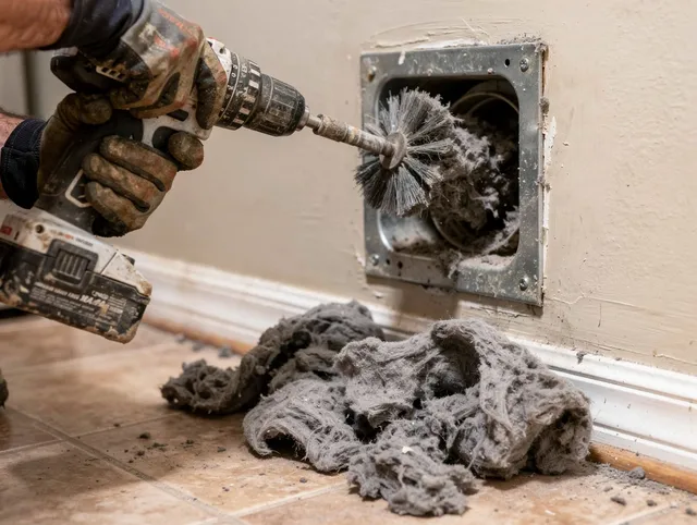 Certified Fairhaven Dryer Vent Cleaning technician performing dryer vent cleaning in Fairhaven
